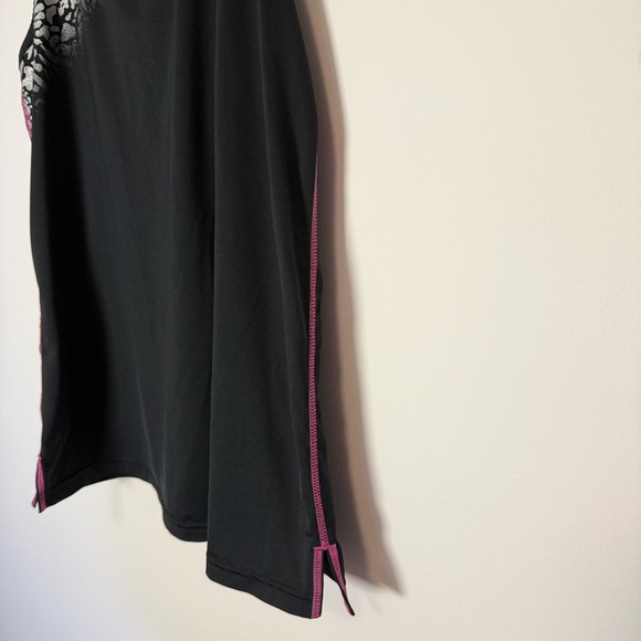 Ideology Black and Pink Sport Tank Top with Silver Leopard Design Size S - Picture 3 of 7